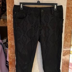 Alice and Olivia Black Snakeskin Print Pants